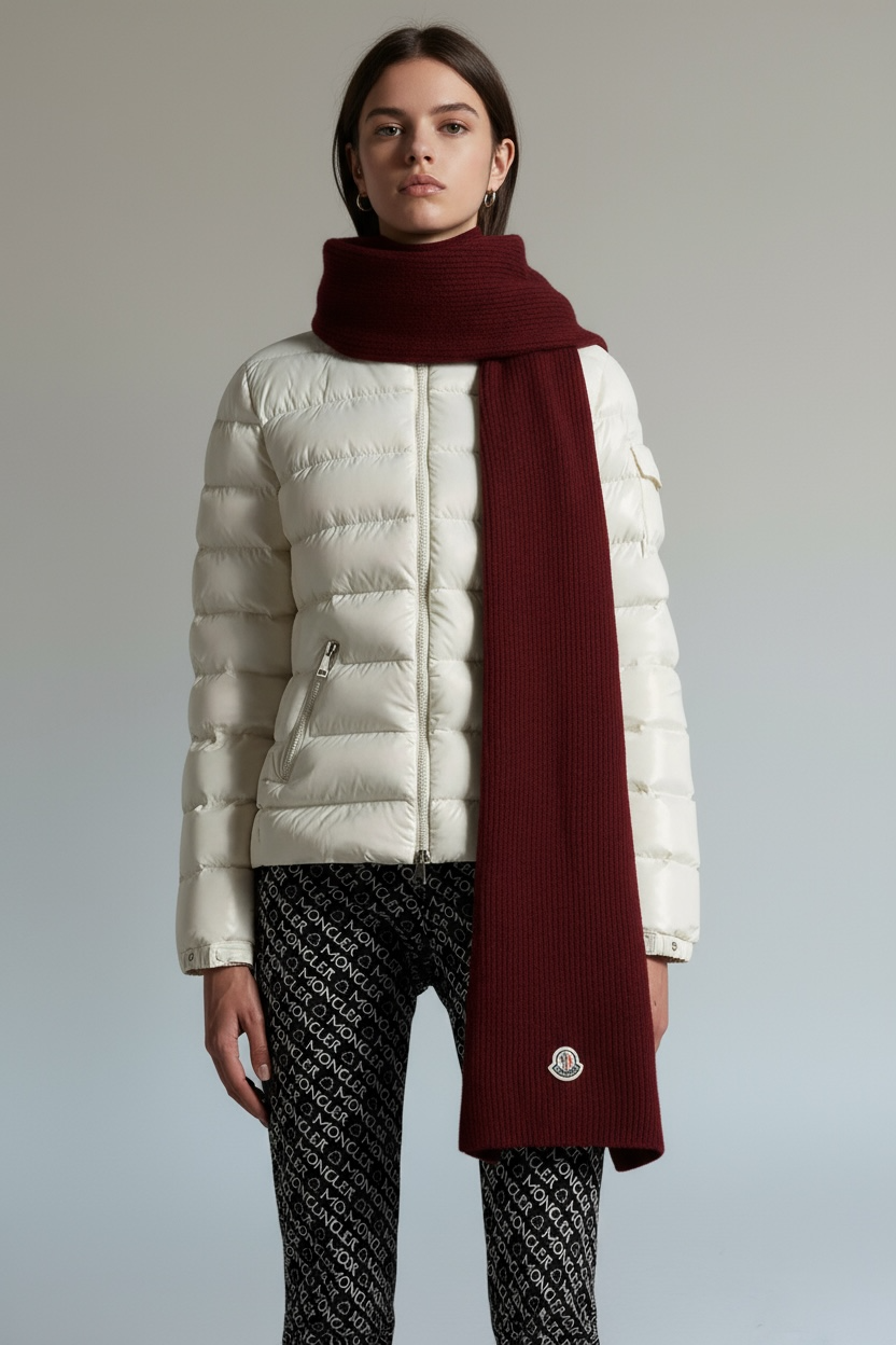 Μπορντό Πλεκτό Κασκόλ – Moncler