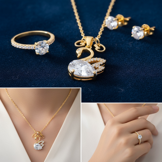 Σετ Κοσμημάτων Swarovski – Χρυσό με Κρύσταλλα Swan