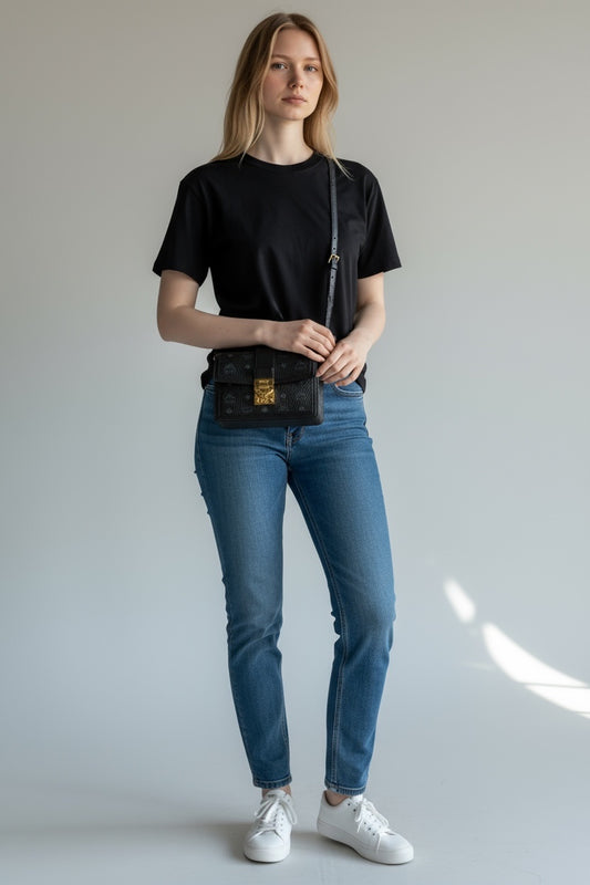 MCM Patricia Visetos Crossbody Bag – Black