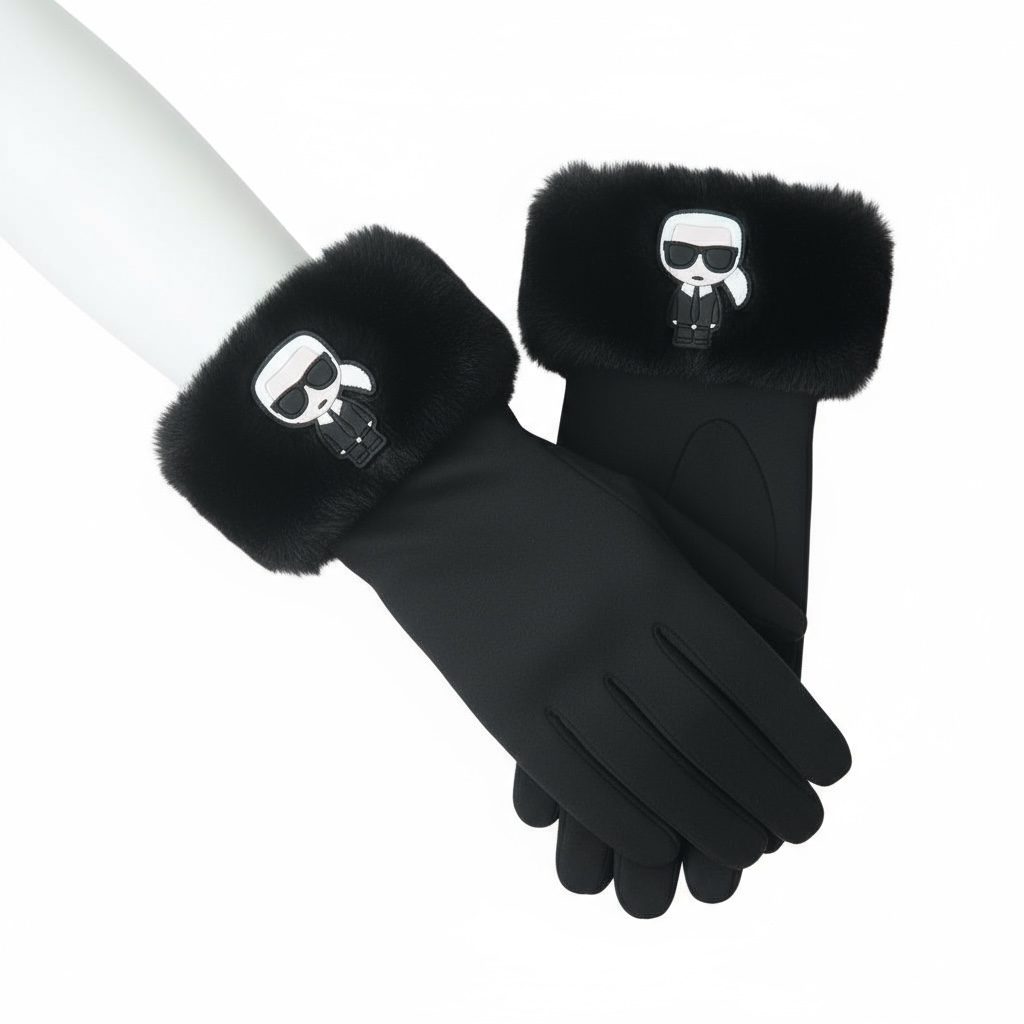 Γάντια Karl Lagerfeld με γούνα & λογότυπο Karl