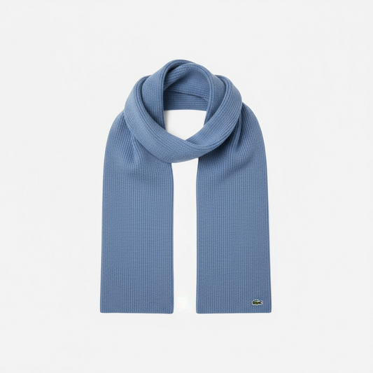 Κασκόλ Lacoste Ribbed Wool Scarf Γαλάζιο