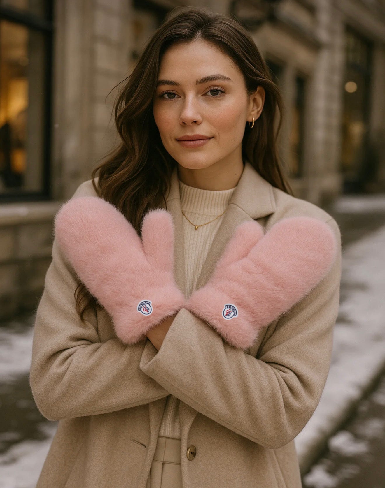 Γυναικεία Γάντια Moncler – Ροζ Γούνινα & Ζεστά