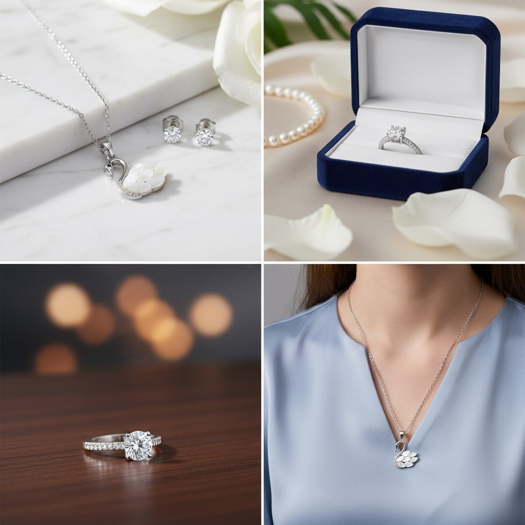 Σετ Κοσμημάτων Swarovski – Κύκνος (Ατσάλινο)