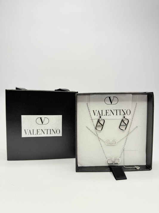 Σετ Κοσμημάτων Valentino – Σκουλαρίκια, Κολιέ & Βραχιόλι σε Ασημί Χρώμα