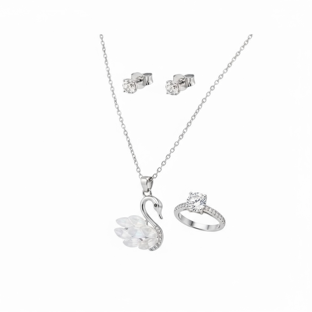 Σετ Κοσμημάτων Swarovski – Κύκνος (Ατσάλινο)