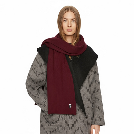 Karl Lagerfeld Ikonik Ribbed Scarf – Μπορντό