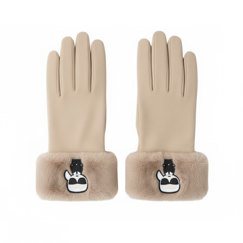 Γάντια Karl Lagerfeld με γούνα & λογότυπο Karl