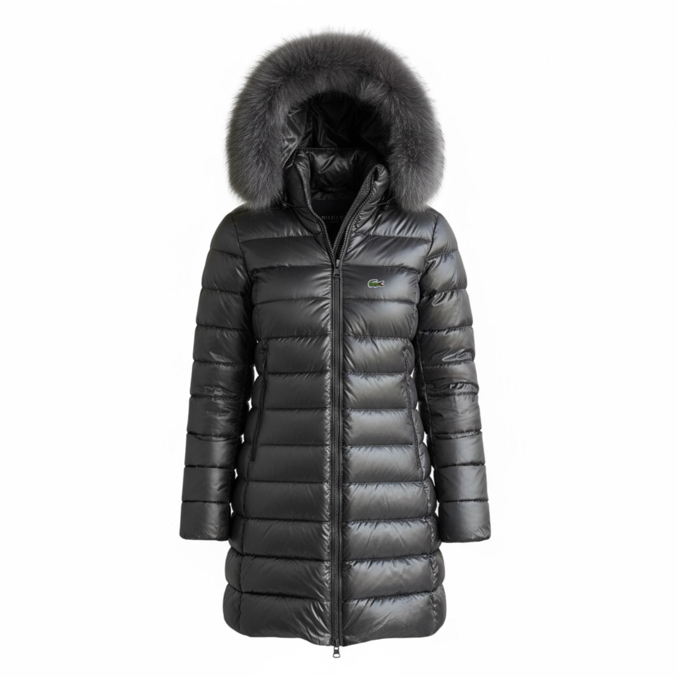 Γυναικείο Μπουφάν Lacoste Puffer με Γούνα – Μαύρο