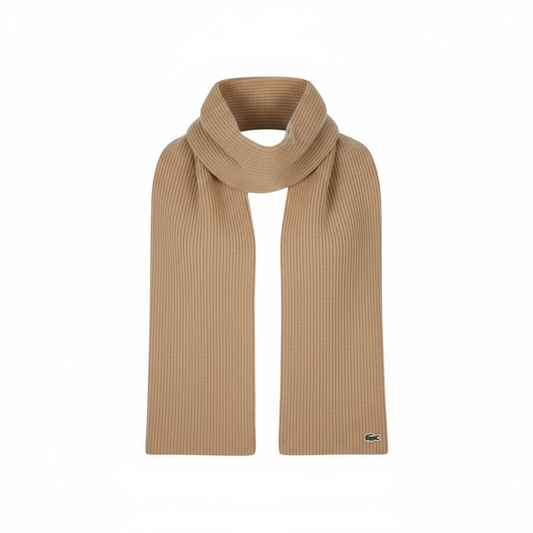 Κασκόλ Lacoste Ribbed Wool Scarf Μπεζ