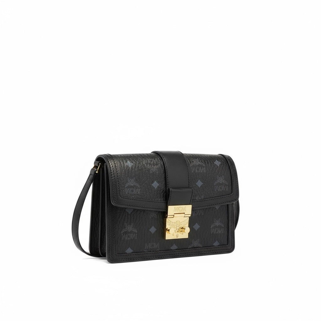 MCM Patricia Visetos Crossbody Bag – Black