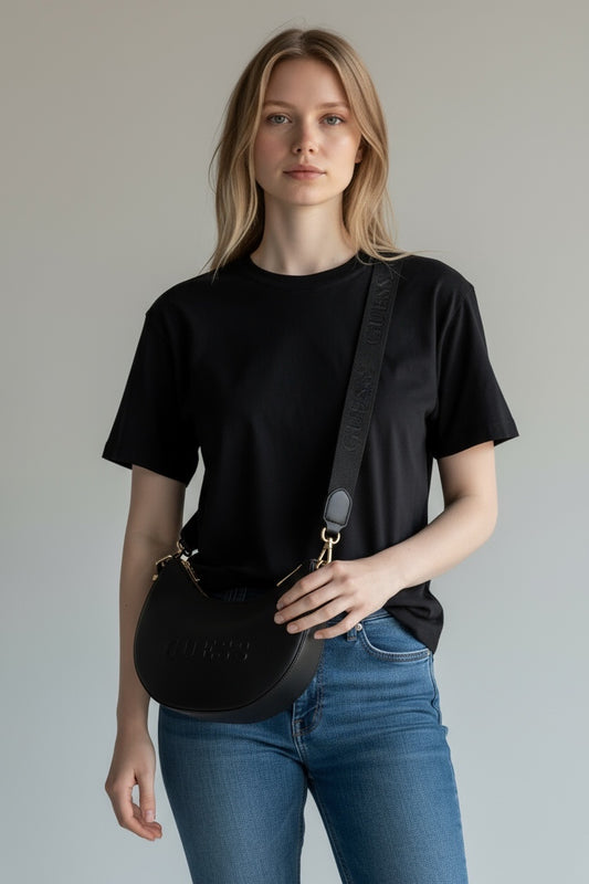 GUESS Luna Hobo Crossbody Bag – Black