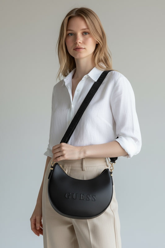 GUESS Luna Hobo Crossbody Bag – Black