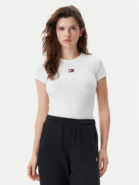 T-Shirt Badge Λευκό Slim Fit