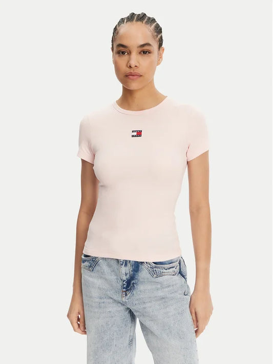 T-Shirt Badge Ροζ Slim Fit