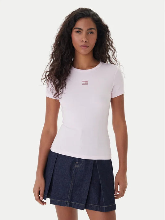T-Shirt Badge Ροζ Slim Fit